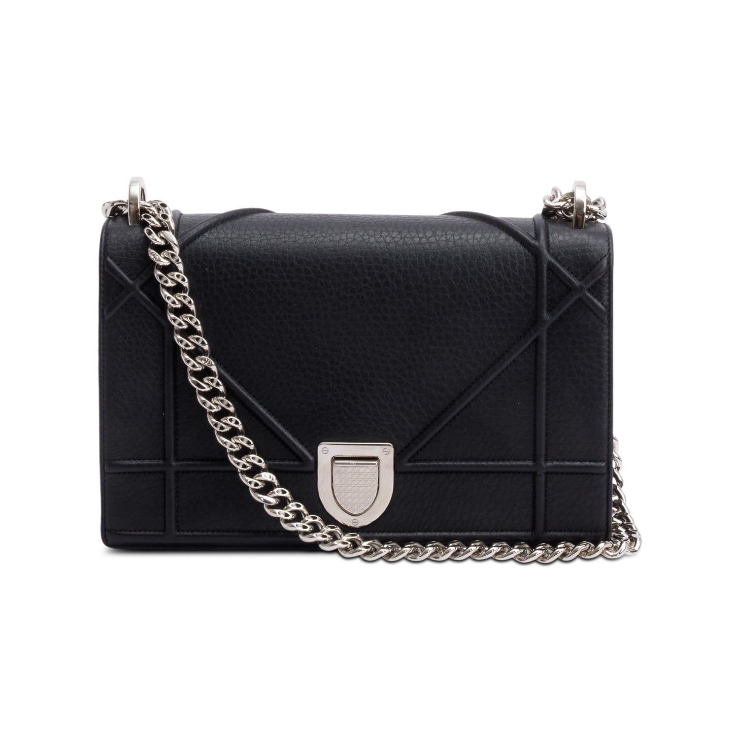 Dior Christian Calfskin ama Flap Bag Leather Black Travel Bag