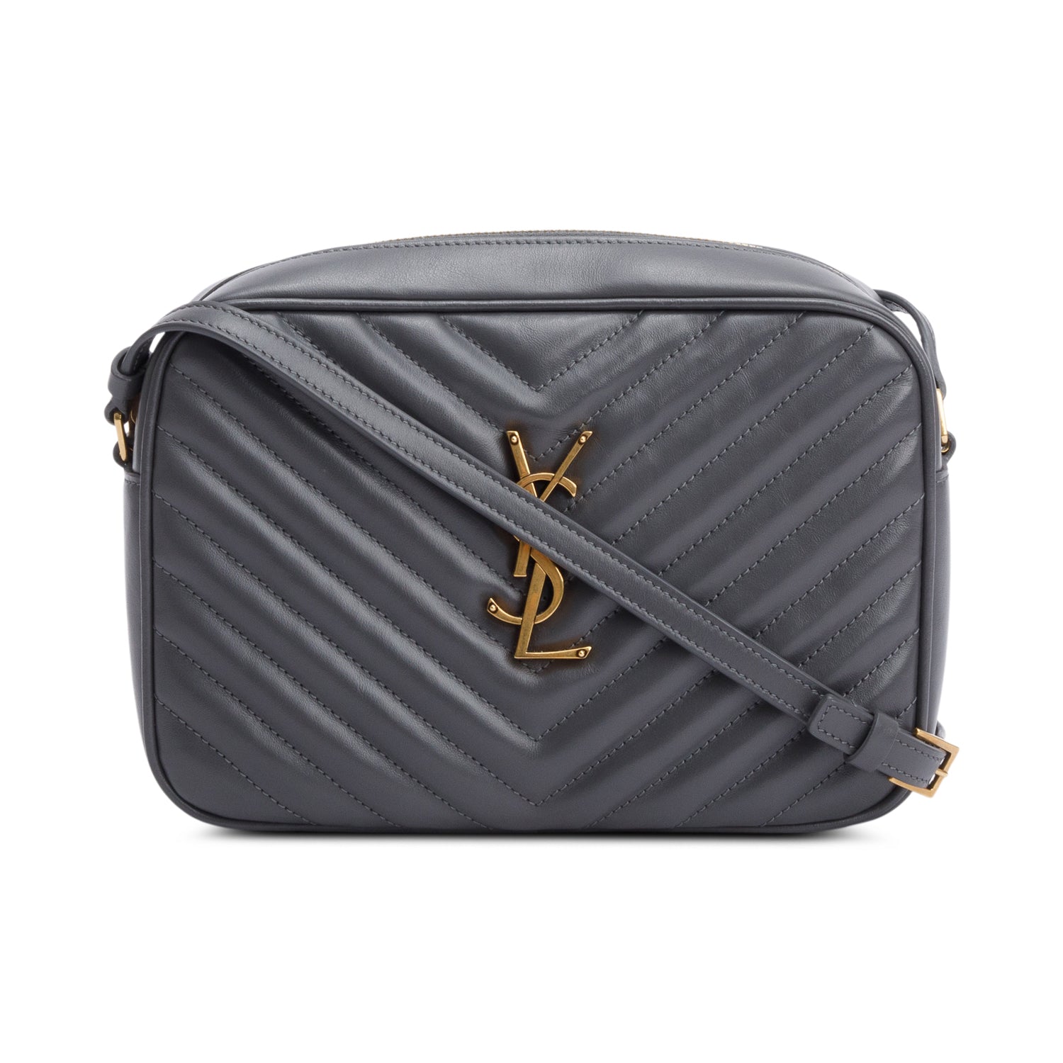 YSL Saint Laurent Grey Lou Camera Bag Leather Quilted Crossbody Bag