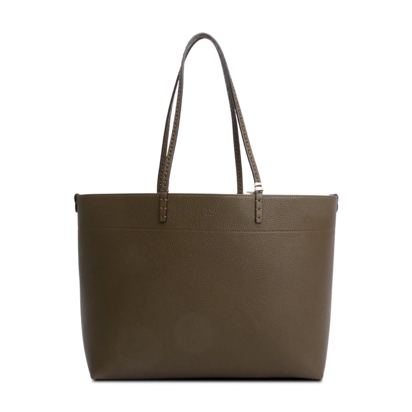 Fendi Grey Selleria Roll Tote Leather Medium Tote Bag