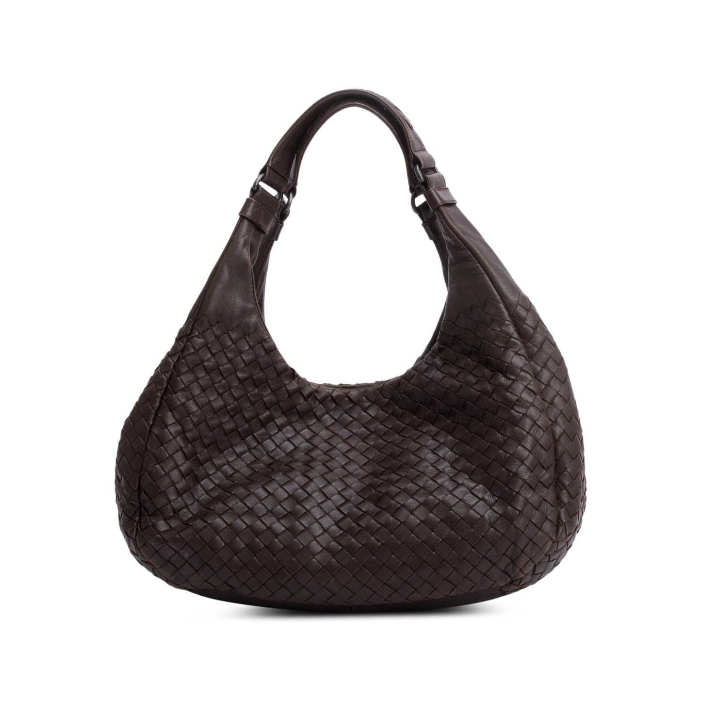 Bottega Veneta Intrecciato Campana Hobo Leather Brown Travel Bag