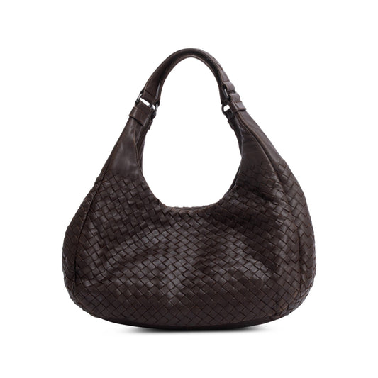 Bottega Veneta Intrecciato Campana Hobo Leather Brown Travel Bag