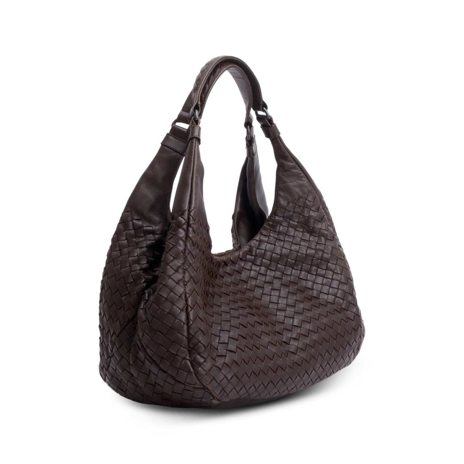 Bottega Veneta Intrecciato Campana Hobo Leather Brown Travel Bag