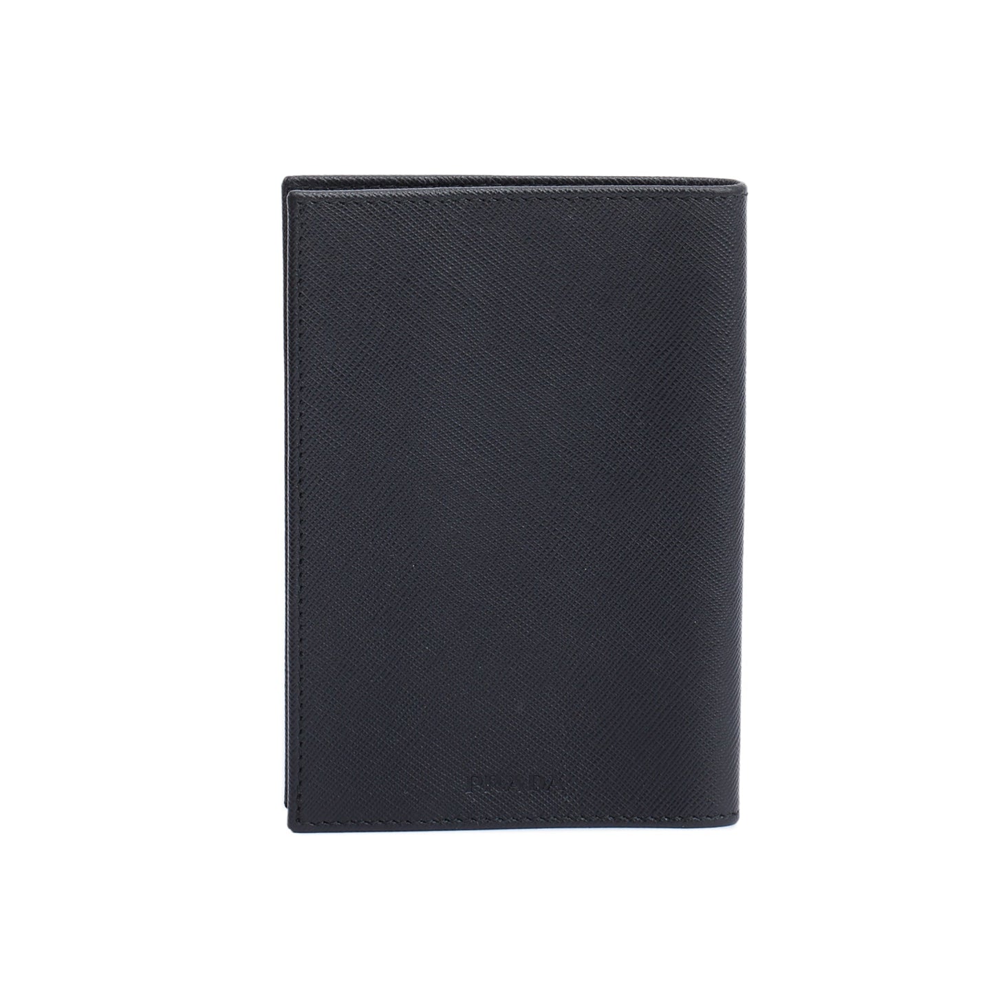Prada Saffiano Passport Holder Handbag Leather Black Travel Bag