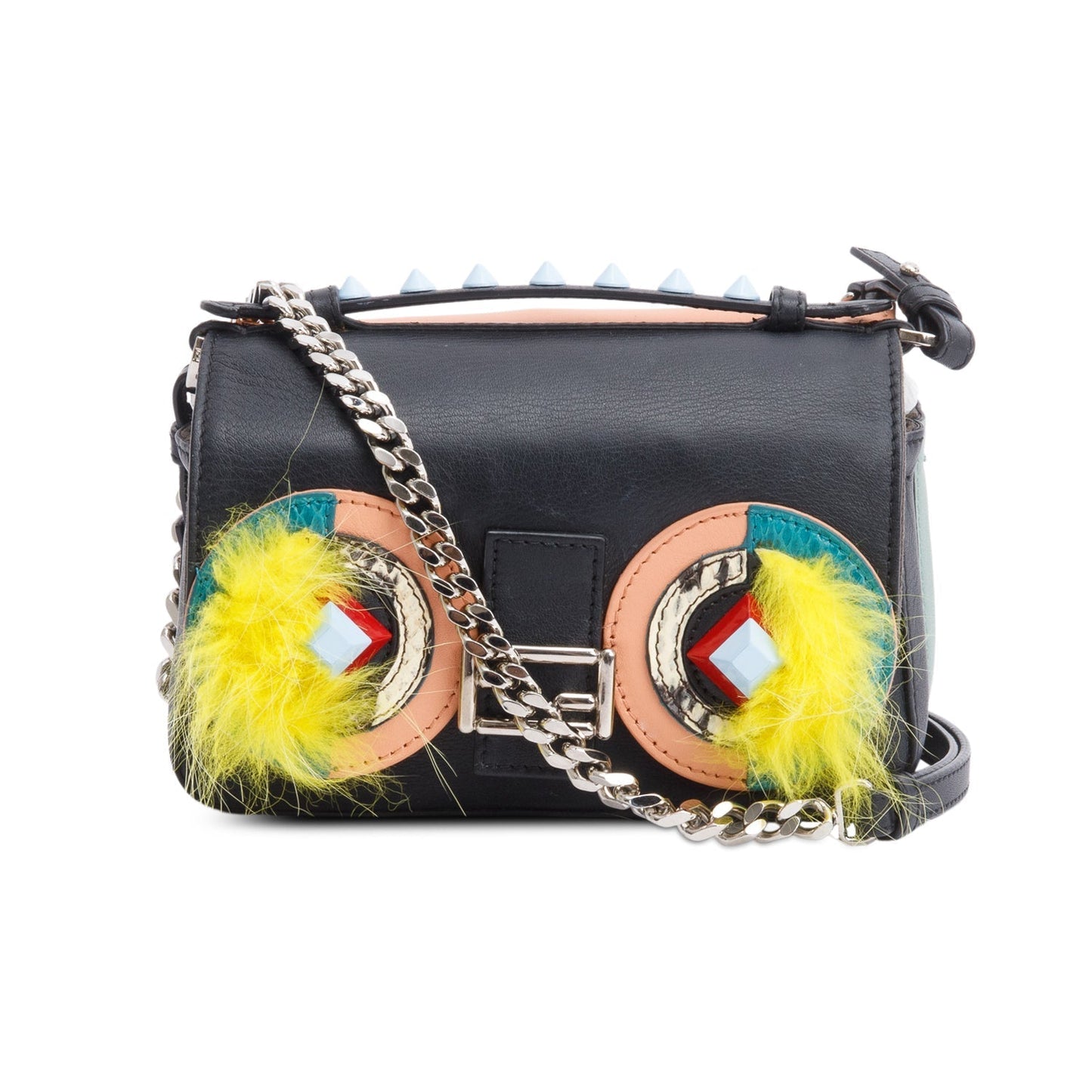 Fendi Multicolor Nappa Hypnoteyes Double Sided Face Crossbody Leather Black Crossbody Bag