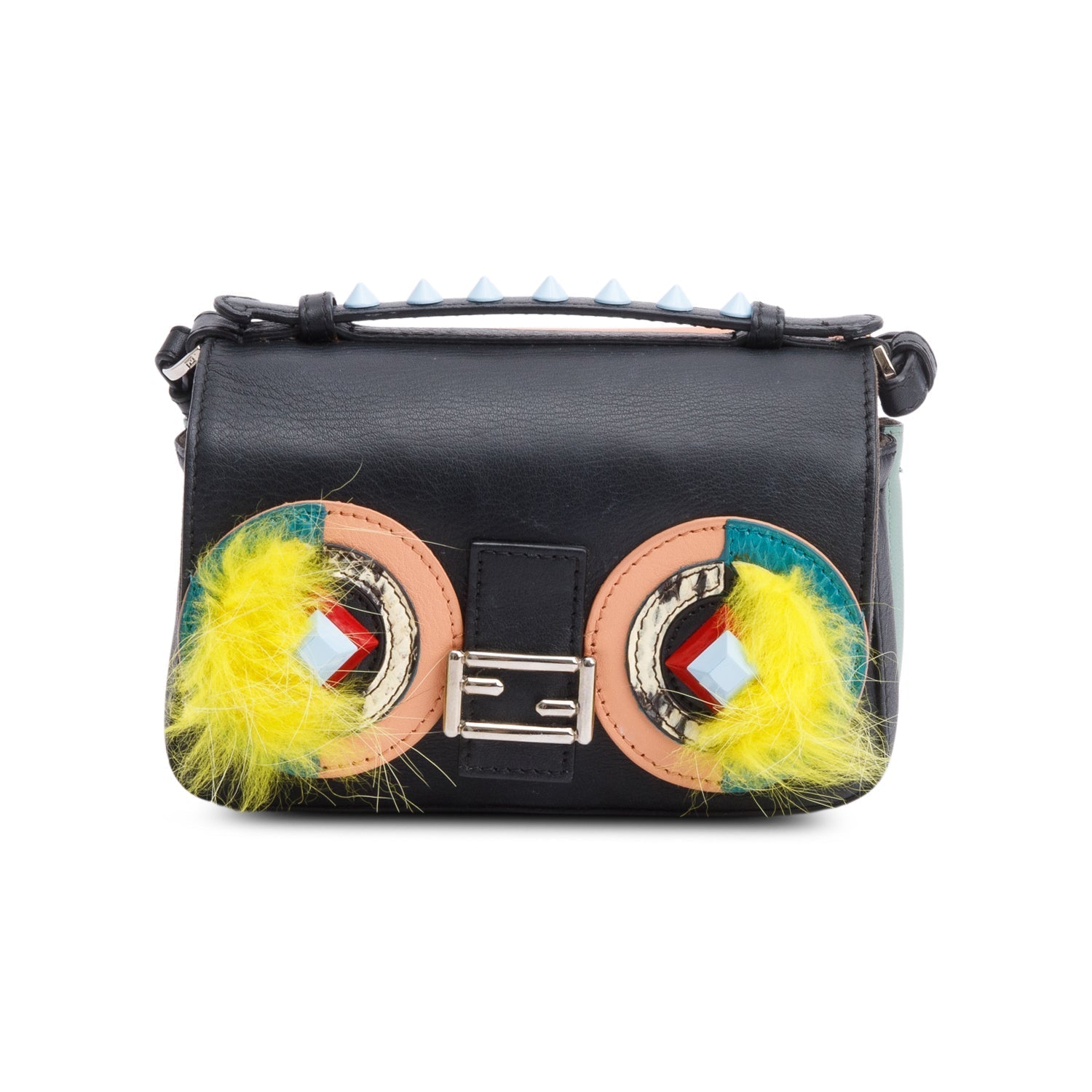 Fendi Multicolor Nappa Hypnoteyes Double Sided Face Crossbody Leather Black Crossbody Bag