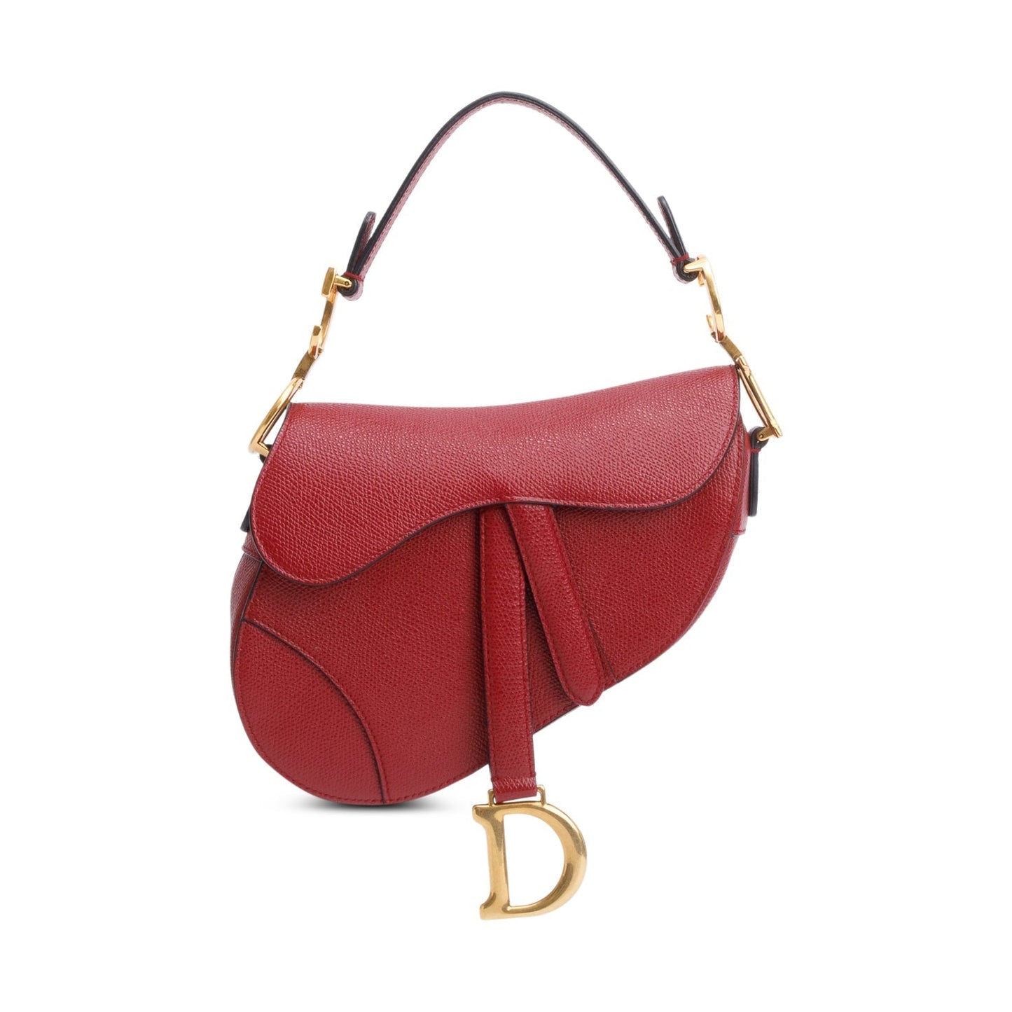 Dior Christian Grained Calfskin Saddle Bag Leather Red Travel Bag Saddle Bag
