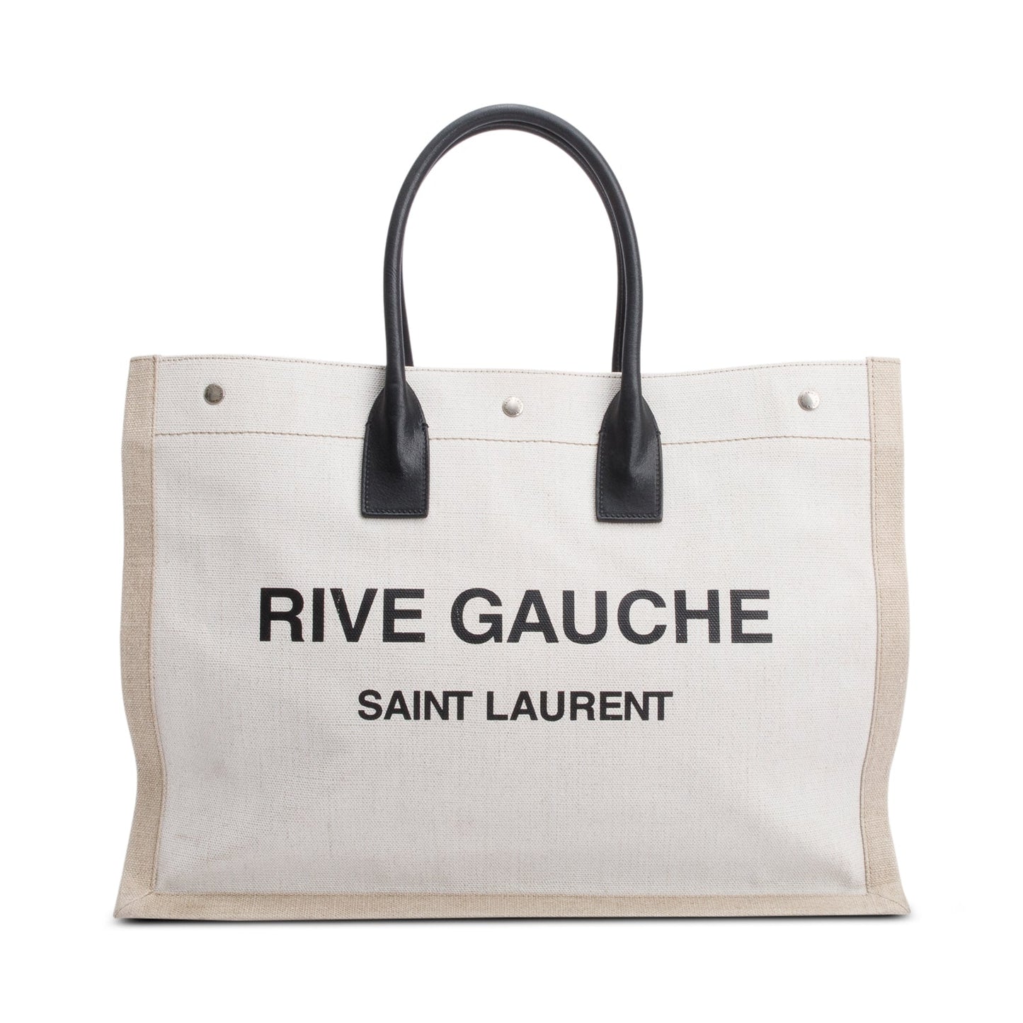 YSL Saint Laurent Neutral Rive Gauche Tote Canvas Large Tote Bag