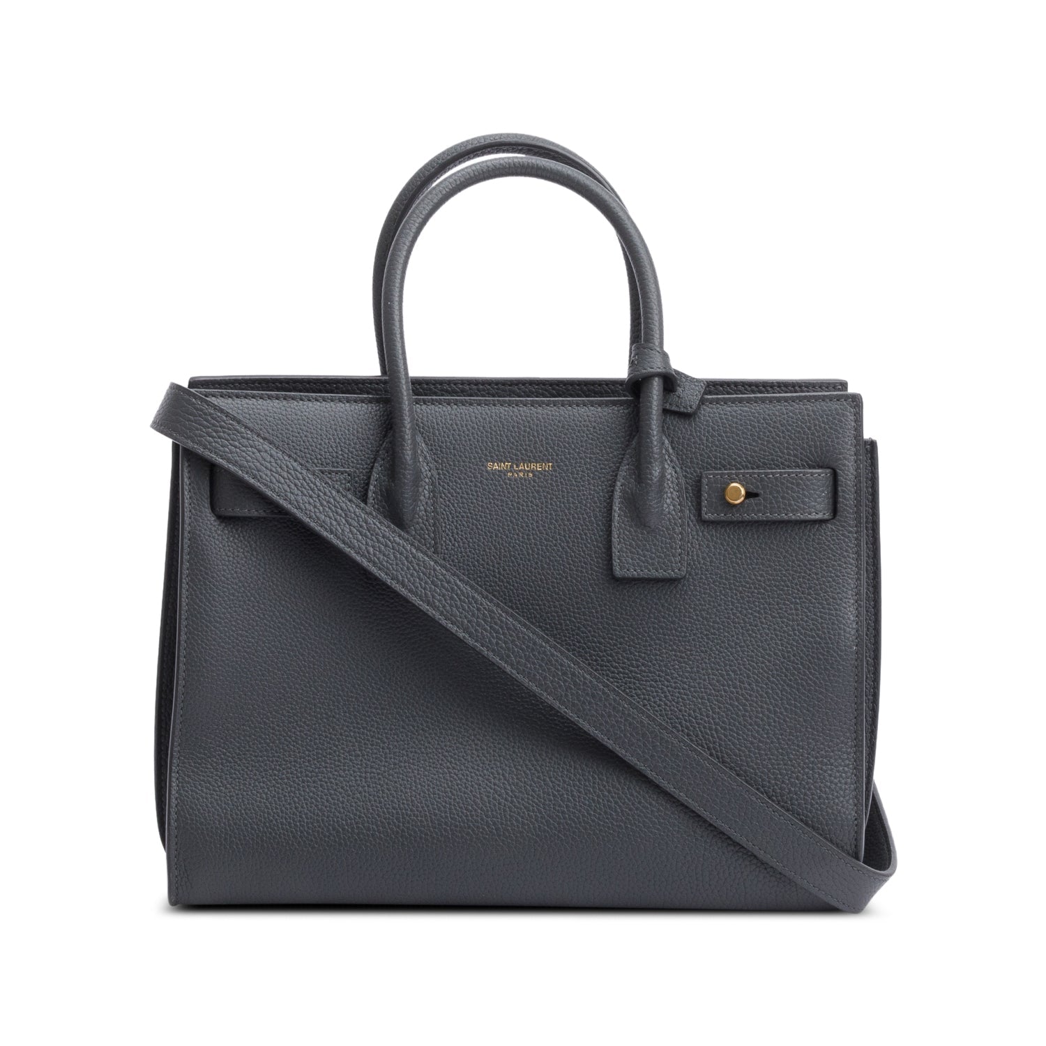 YSL Saint Laurent Grey Grained Baby Sac De Jour Travel Leather Travel Bag