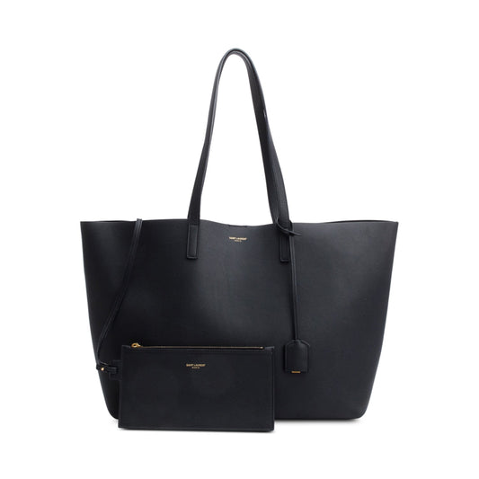 YSL Saint Laurent E W Shopping Tote Leather Black Tote Bag