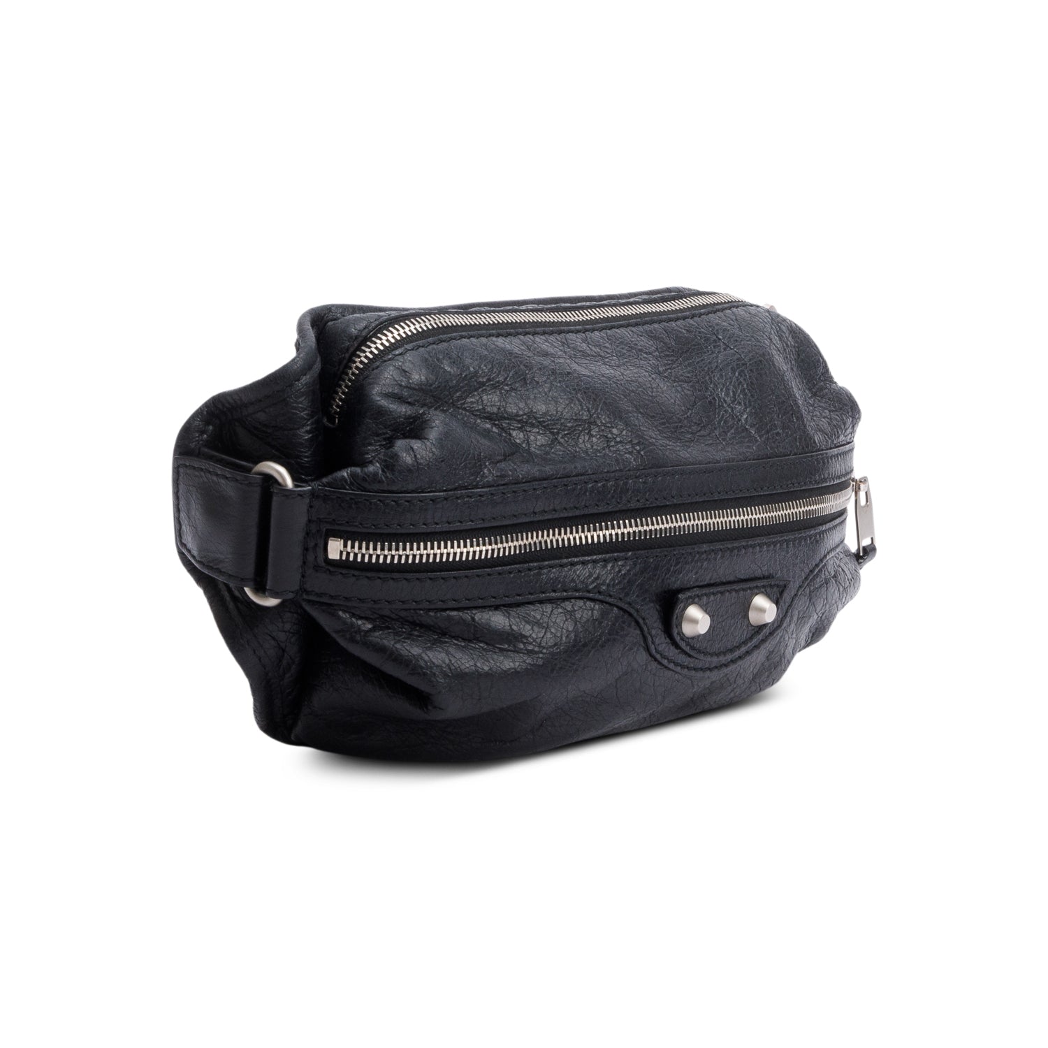Balenciaga Arena Classic Motocross Neo Lift Hip Bag Leather Black Travel Bag