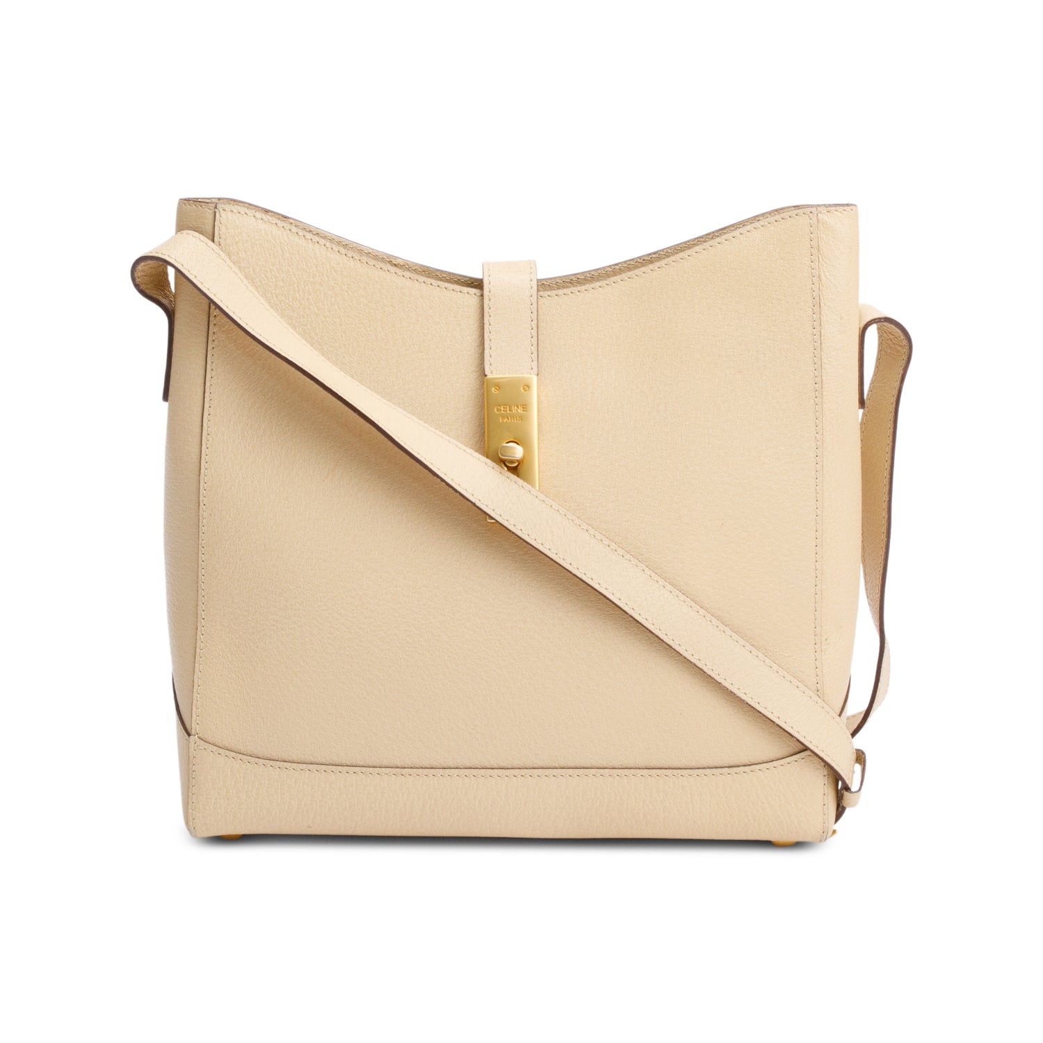 Celine Grained Camille Shoulder Bag Leather Beige