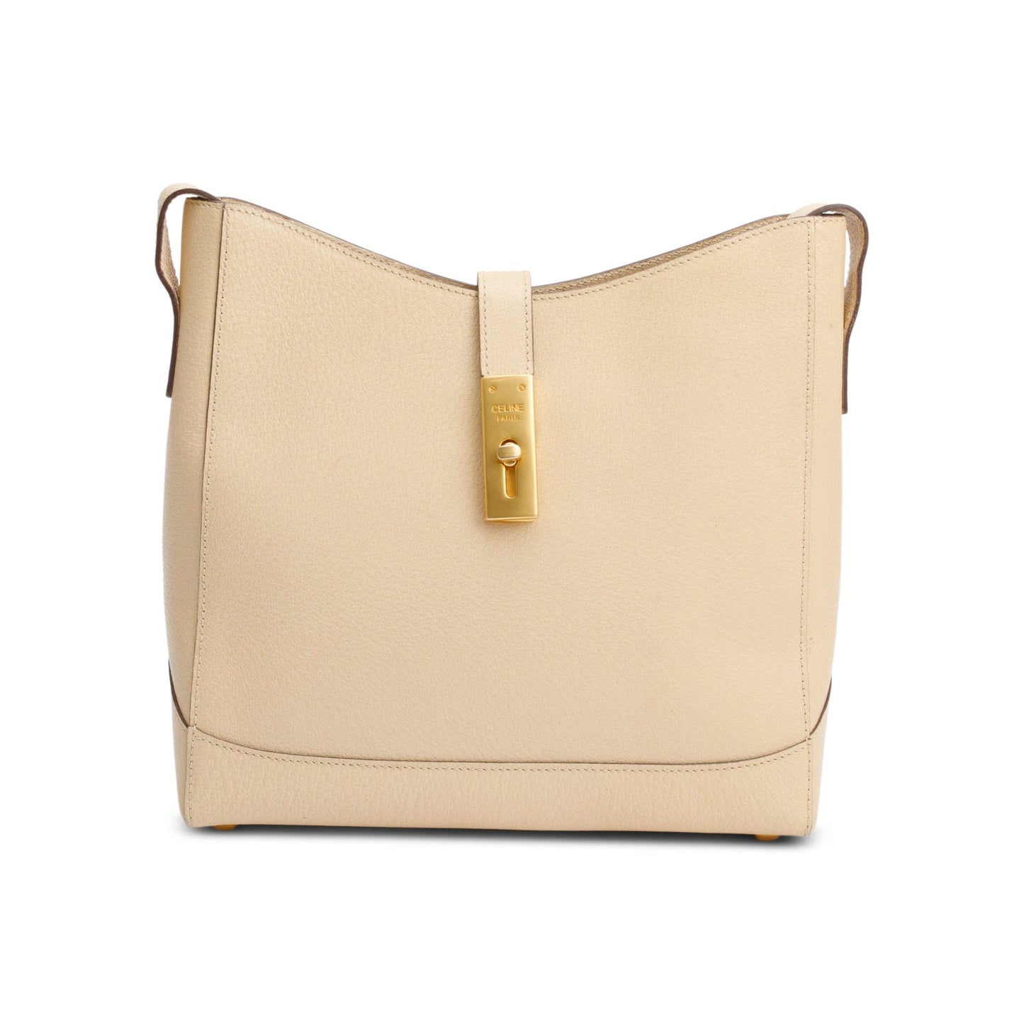 Celine Grained Camille Shoulder Bag Leather Beige