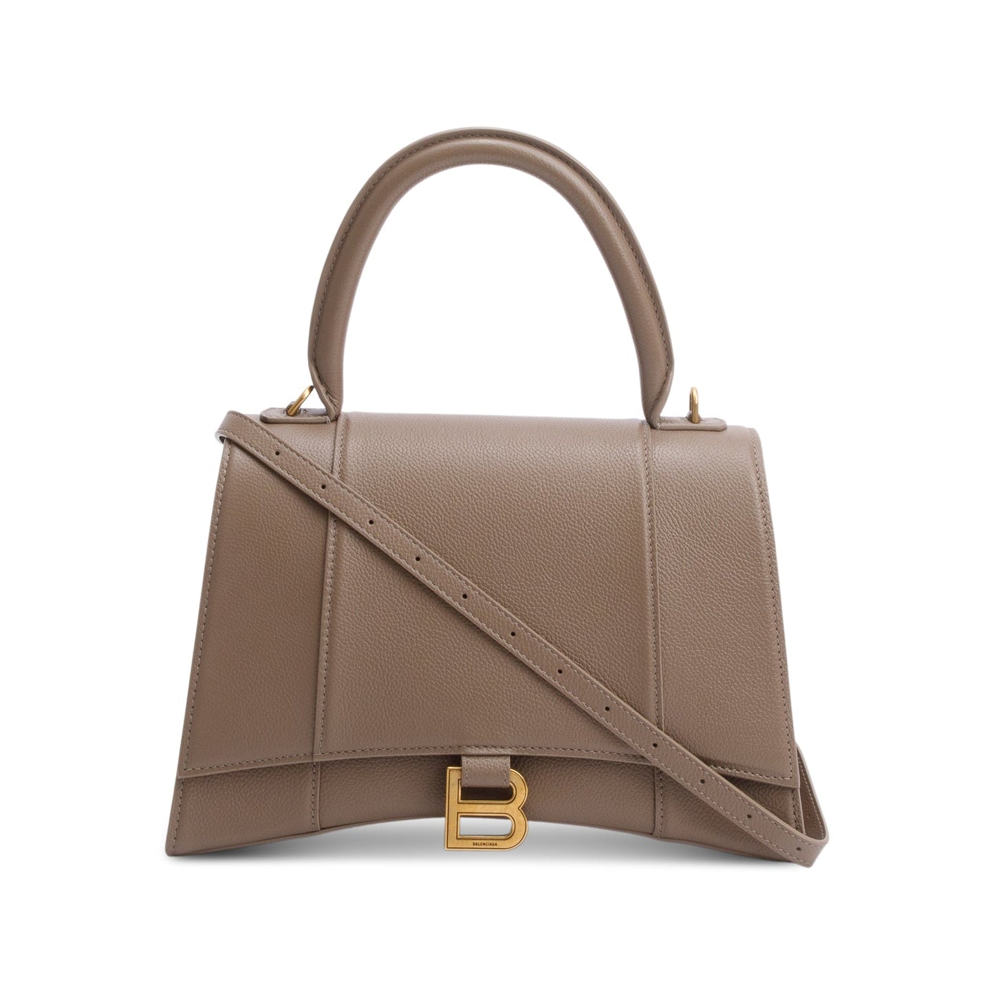 Balenciaga Grained Hourglass Top Handle Bag Leather Beige Travel Bag