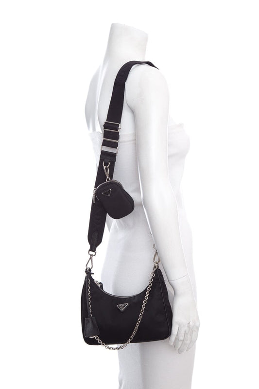 Prada Re Edition Tessuto Hobo Handbag Black Shoulder Bag