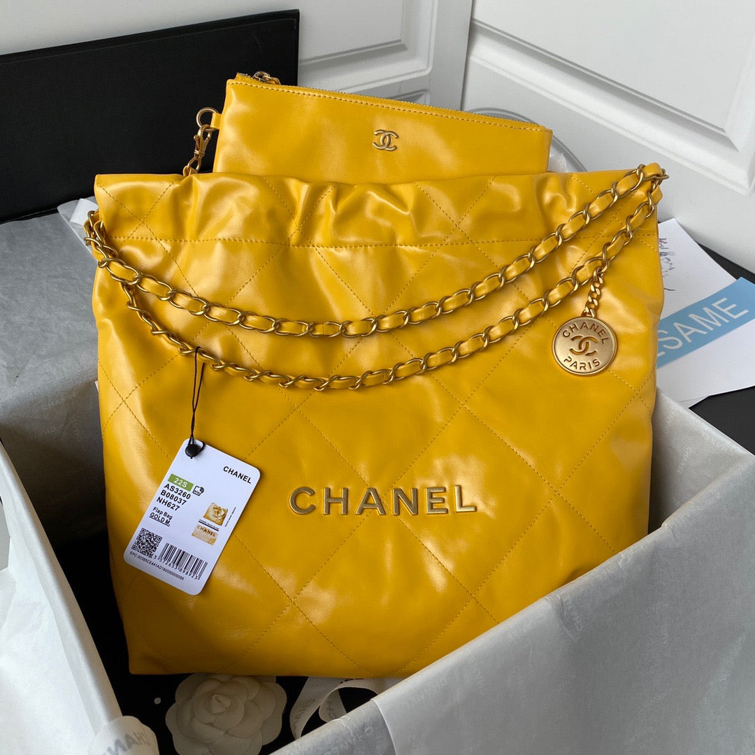 CHL 22 Hardware Shiny Yellow Gold Shoulder Bag 165In38Cm As3261