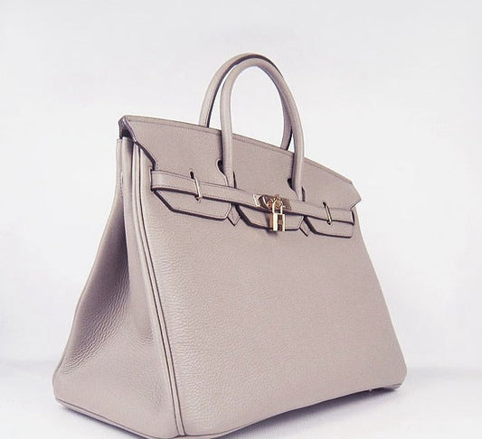 Hermes Luxury Birkin Cm Togo Handbags Grey Golden Leather Travel Bag