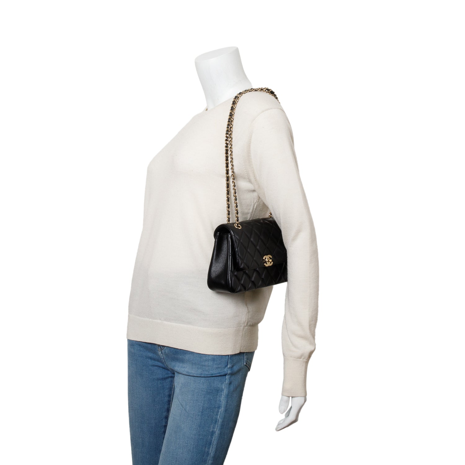 Chanel Quilted Flap Leather Lambskin Black Travel Bag
