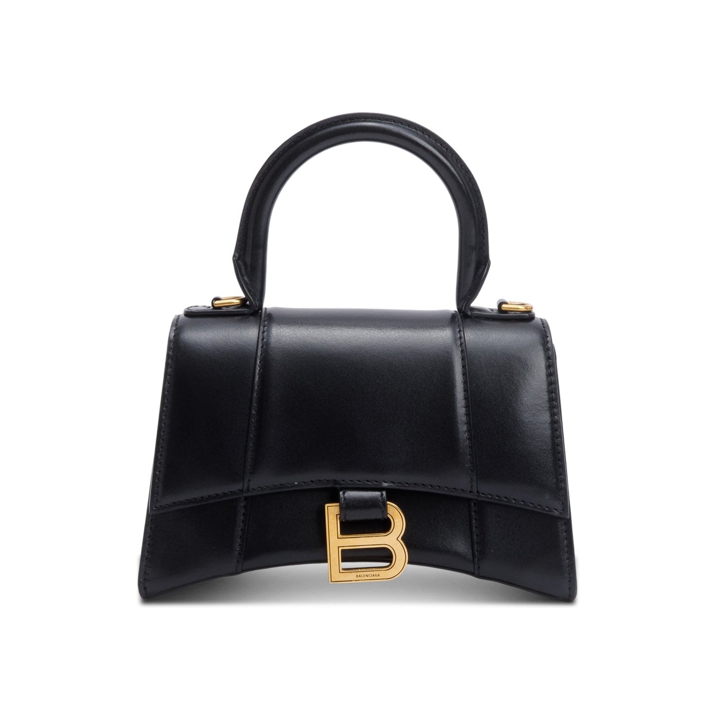 Balenciaga Xs Hourglass Top Handle Bag Leather Black Travel Bag