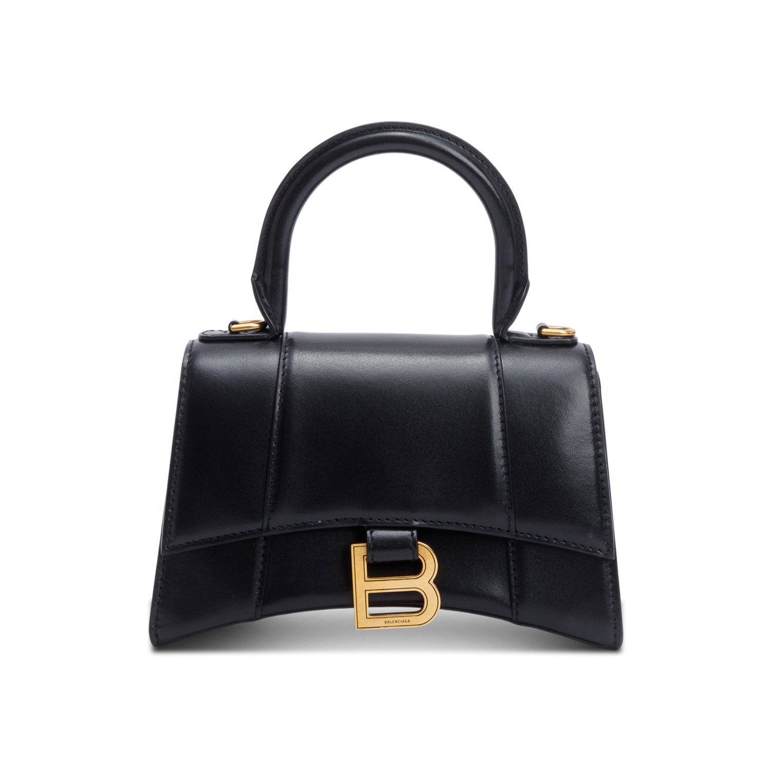 Balenciaga Xs Hourglass Top Handle Bag Leather Black Travel Bag