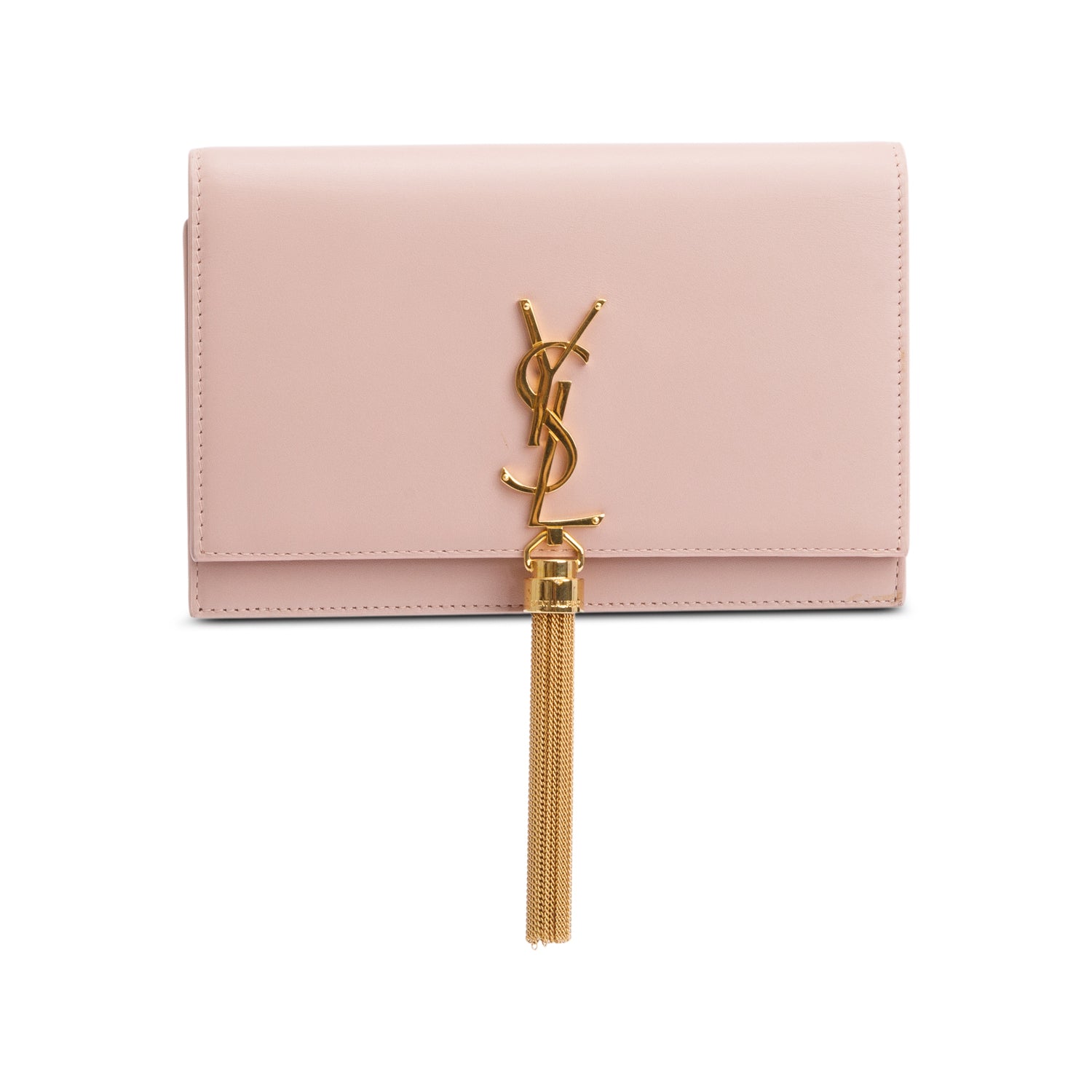 YSL Saint Laurent Calfskin Kate Tassel Wallet On Without Strap Leather Pink Crossbody Bag