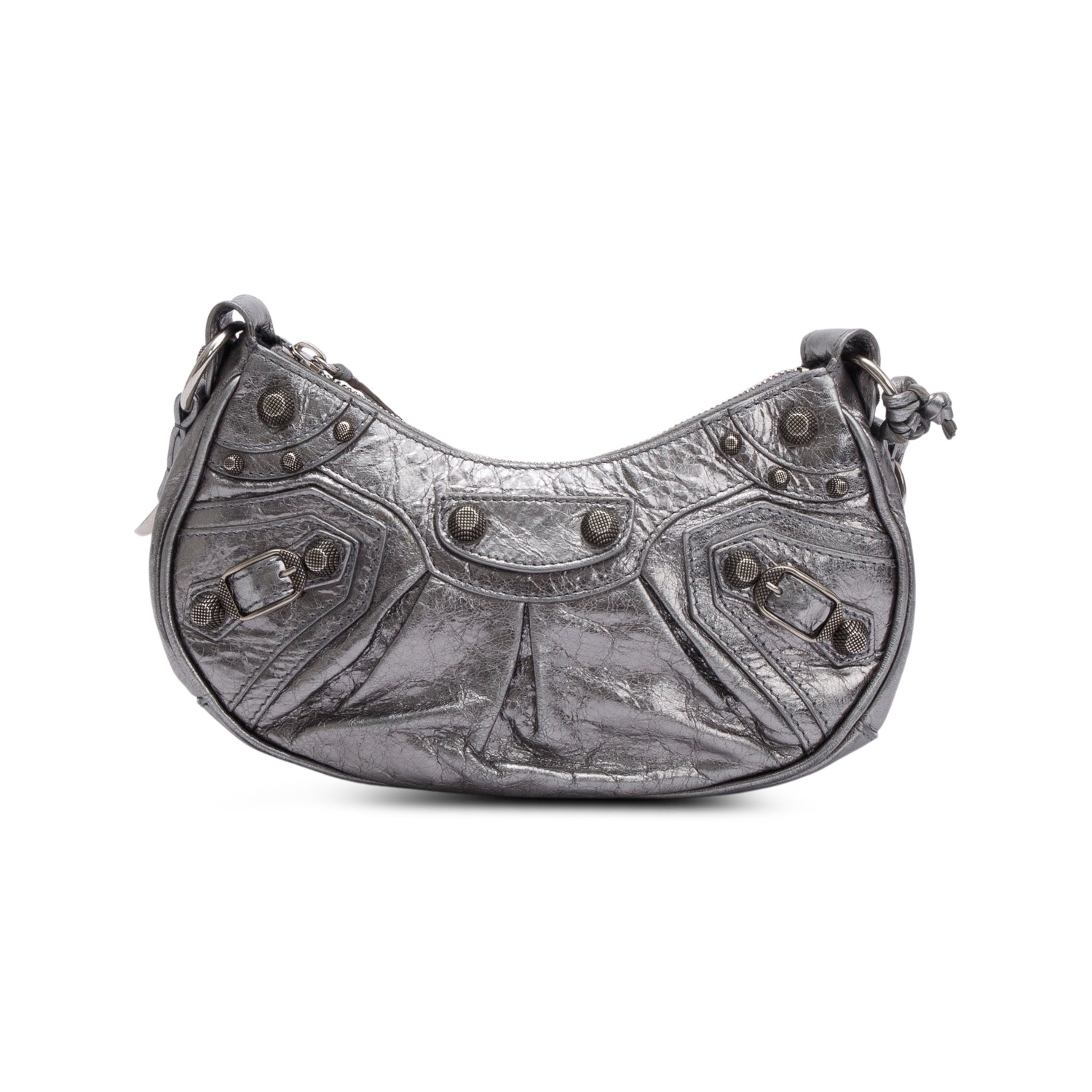 Balenciaga Metallic Calfskin Le Cagole Xs Shoulder Bag Silver