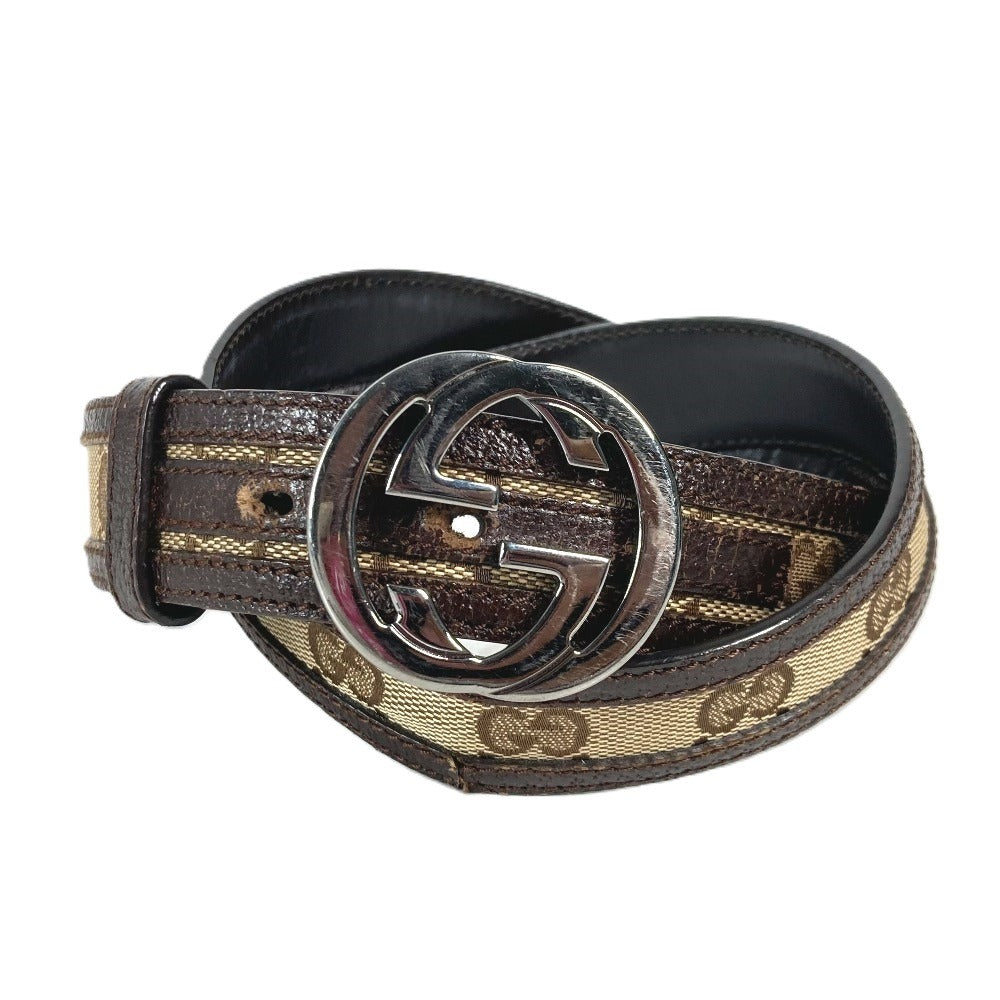 Gucci GG 80 Leather Canvas Beige Belt