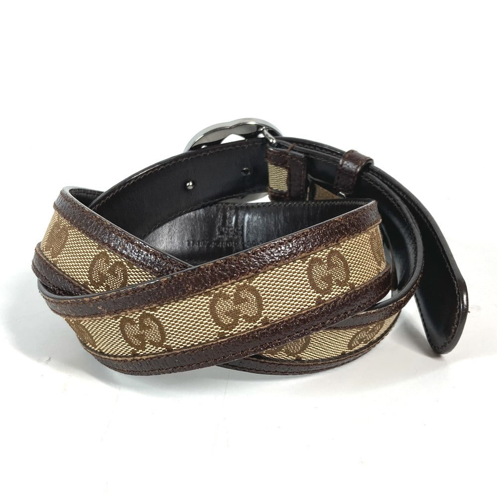 Gucci GG 80 Leather Canvas Beige Belt