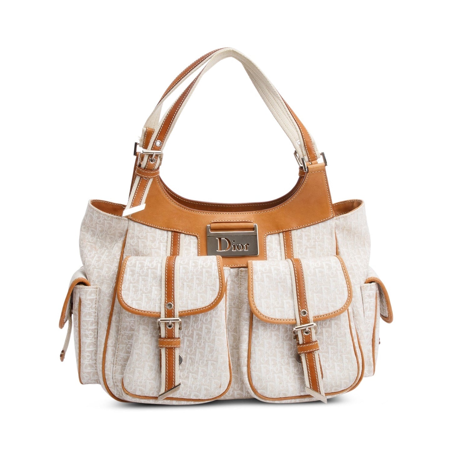 Dior Christian issimo Multi Pocket Tote Handbag Leather White Tote Bag