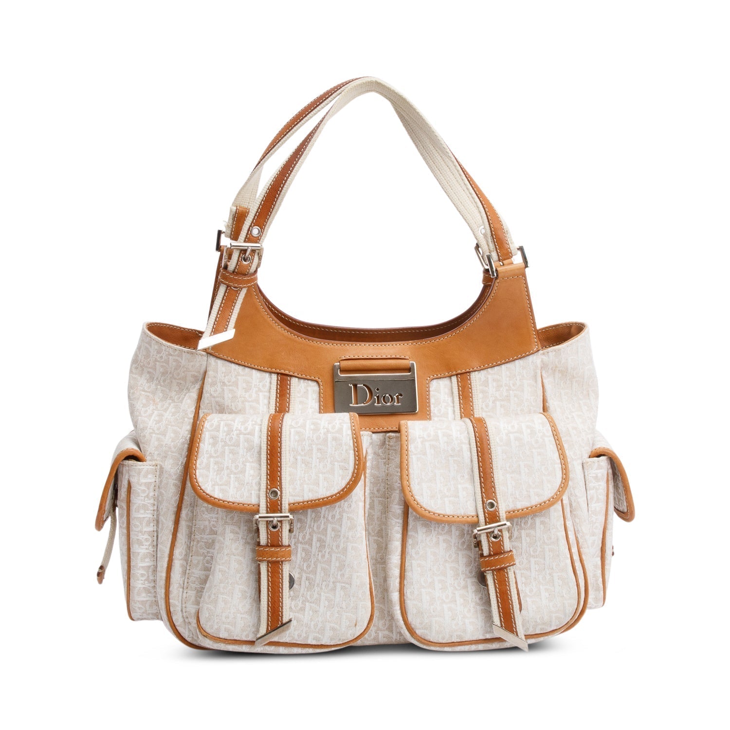 Dior Christian issimo Multi Pocket Tote Handbag Leather White Tote Bag