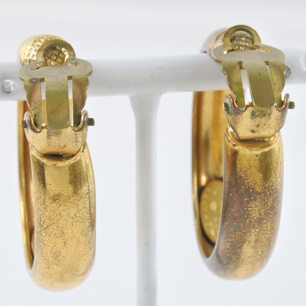 Chanel Gold Plated Earrings Clip Jewelry