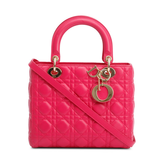 Dior Christian Cannage Lambskin Lady Bag Leather Pink Travel Bag