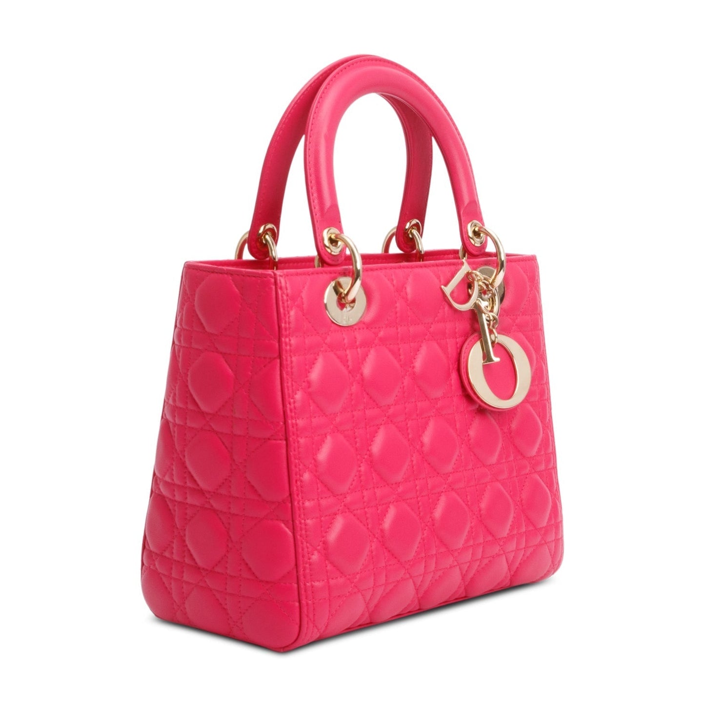 Dior Christian Cannage Lambskin Lady Bag Leather Pink Travel Bag