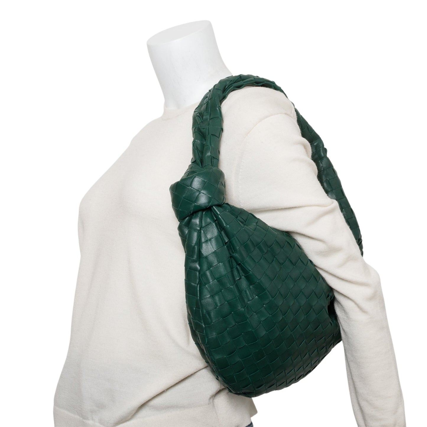 Bottega Veneta Intrecciato Classic Jodie Hobo Bag Leather Green Travel Bag
