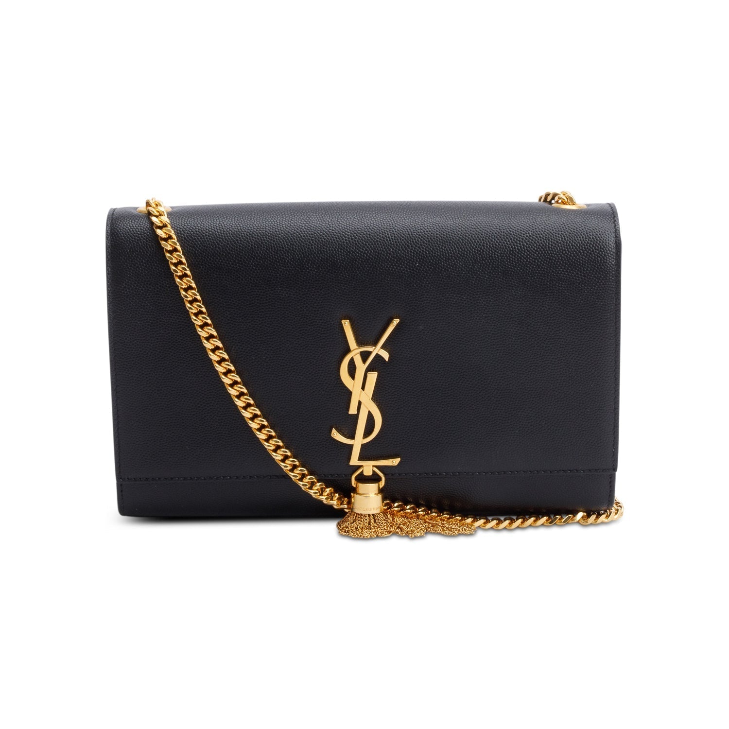 YSL Saint Laurent Grain De Poudre Medium Classic Kate Tassel Leather Monogram Travel Bag
