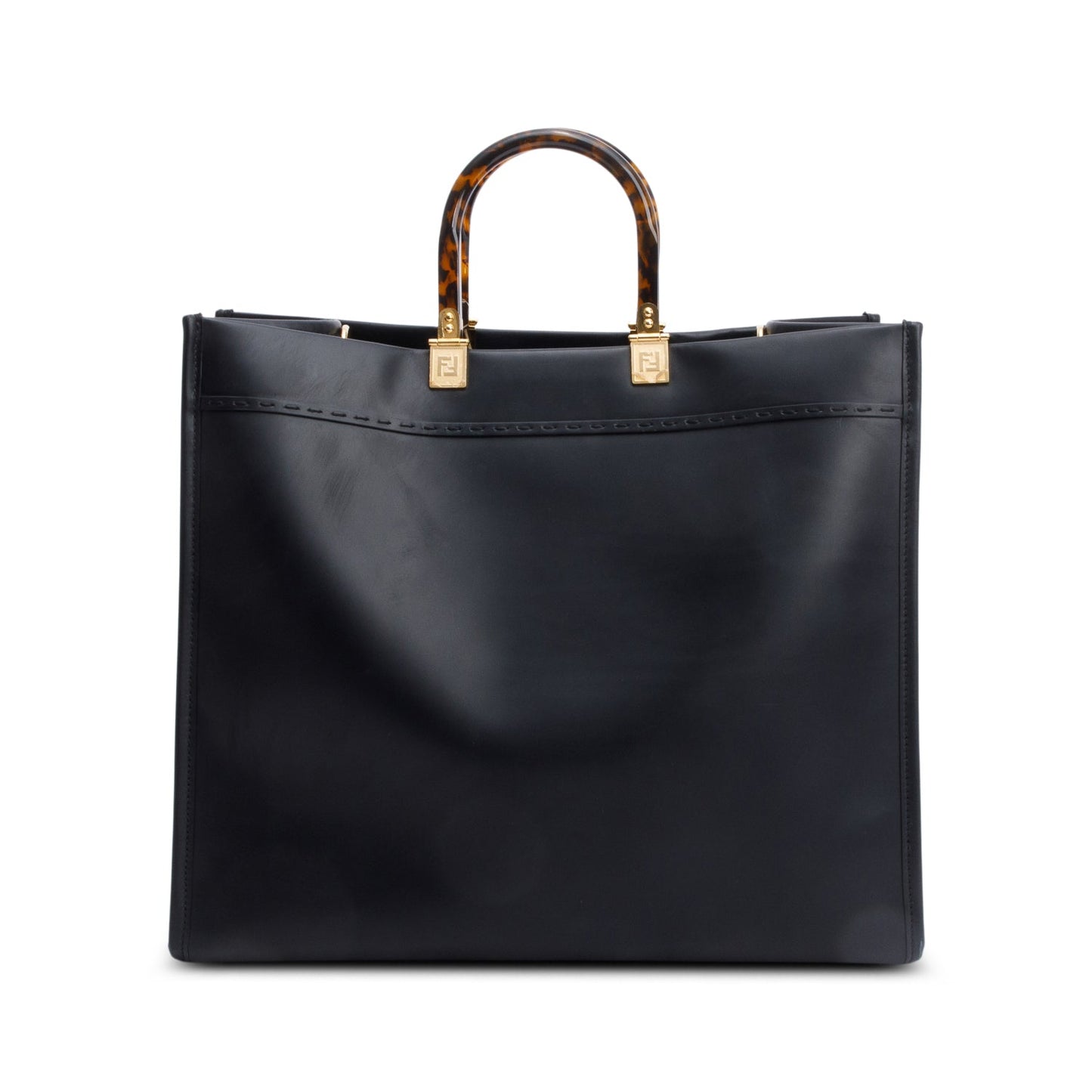 Fendi Calfskin Sunshine Tote Bag Leather Black