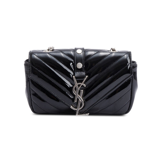YSL Saint Laurent Patent Chevron Classic Baby Chain Crossbody Bag Leather Matelasse