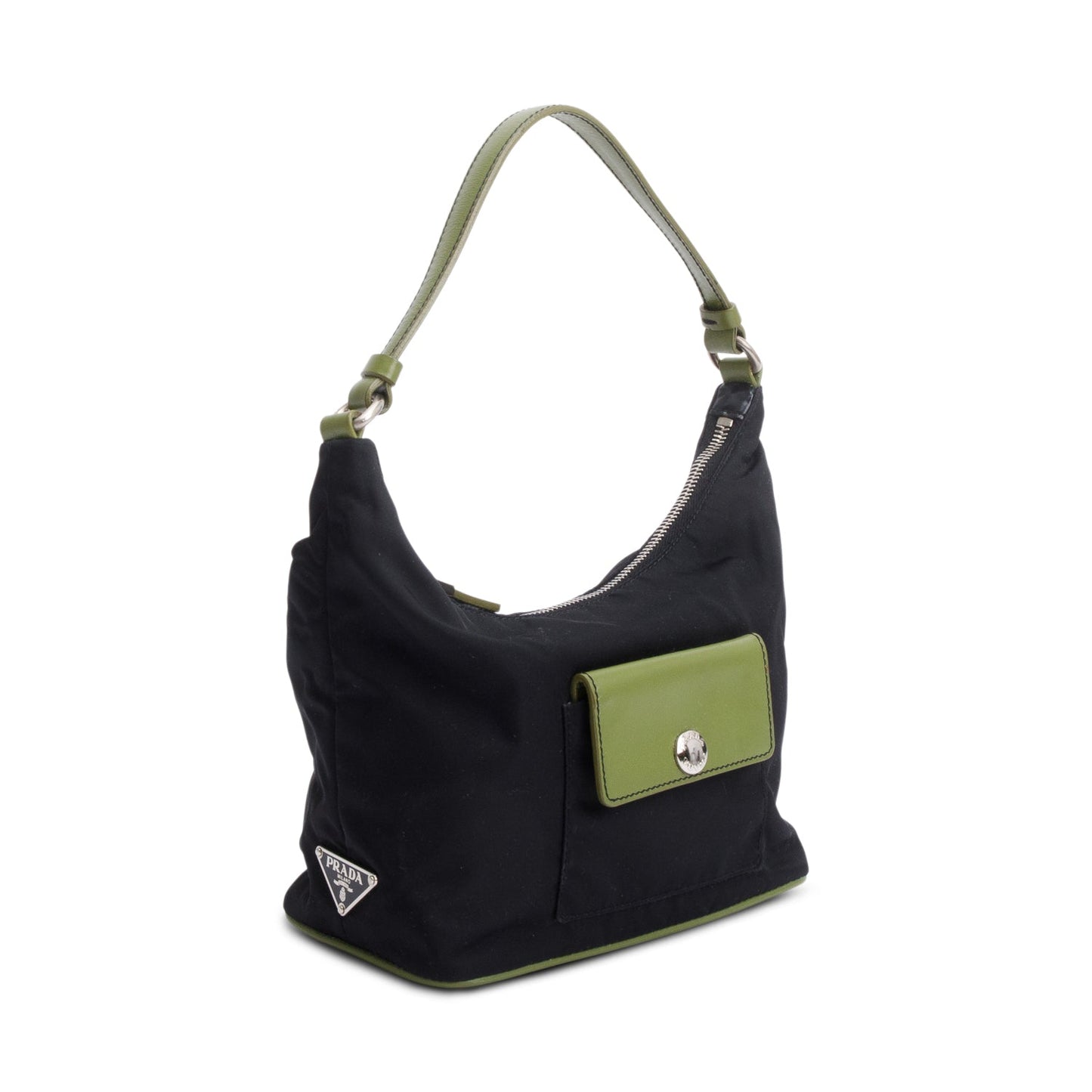 Prada Tessuto Mini Sirio Pocket Hobo Bag Leather Black Travel Bag