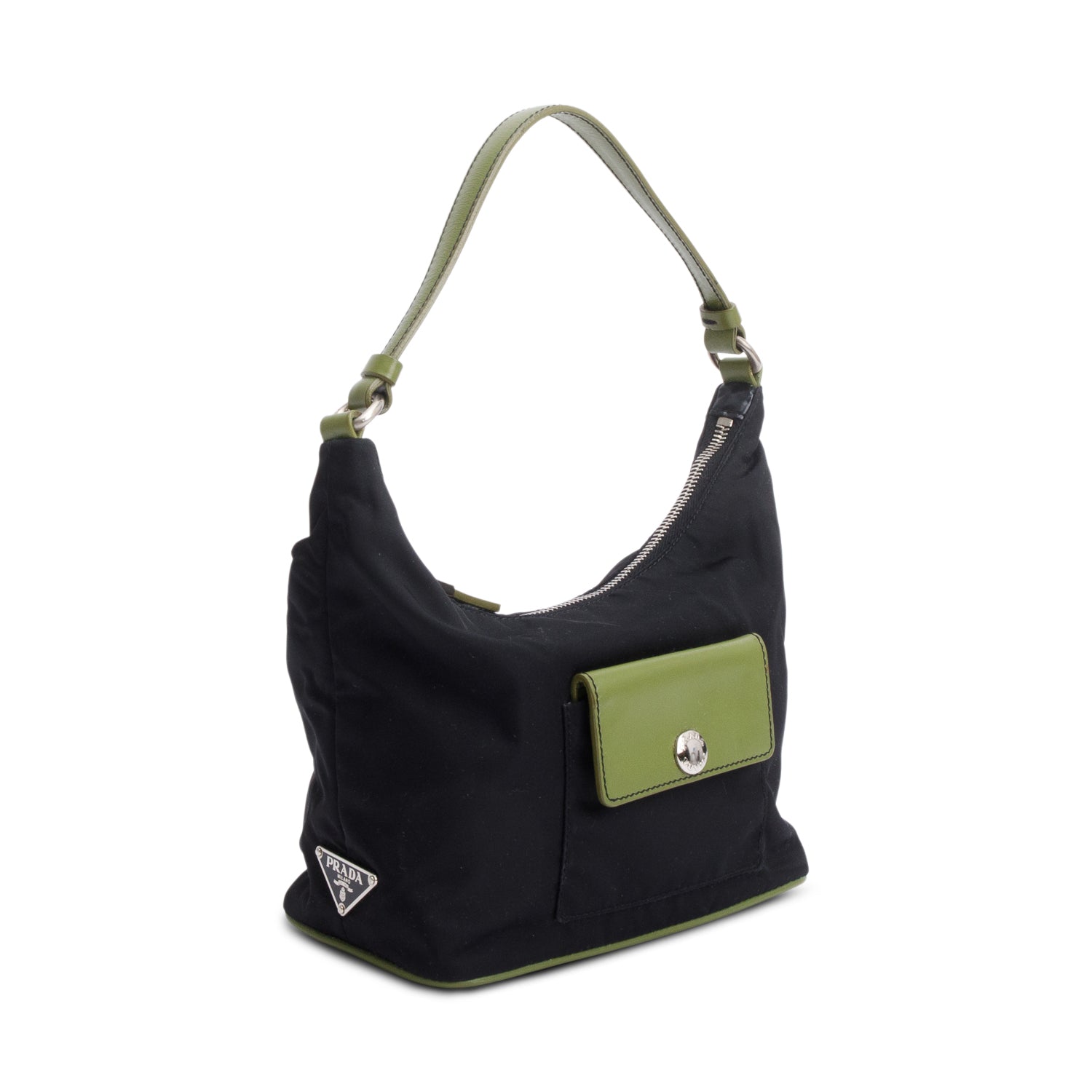 Prada Tessuto Mini Sirio Pocket Hobo Bag Leather Black Travel Bag