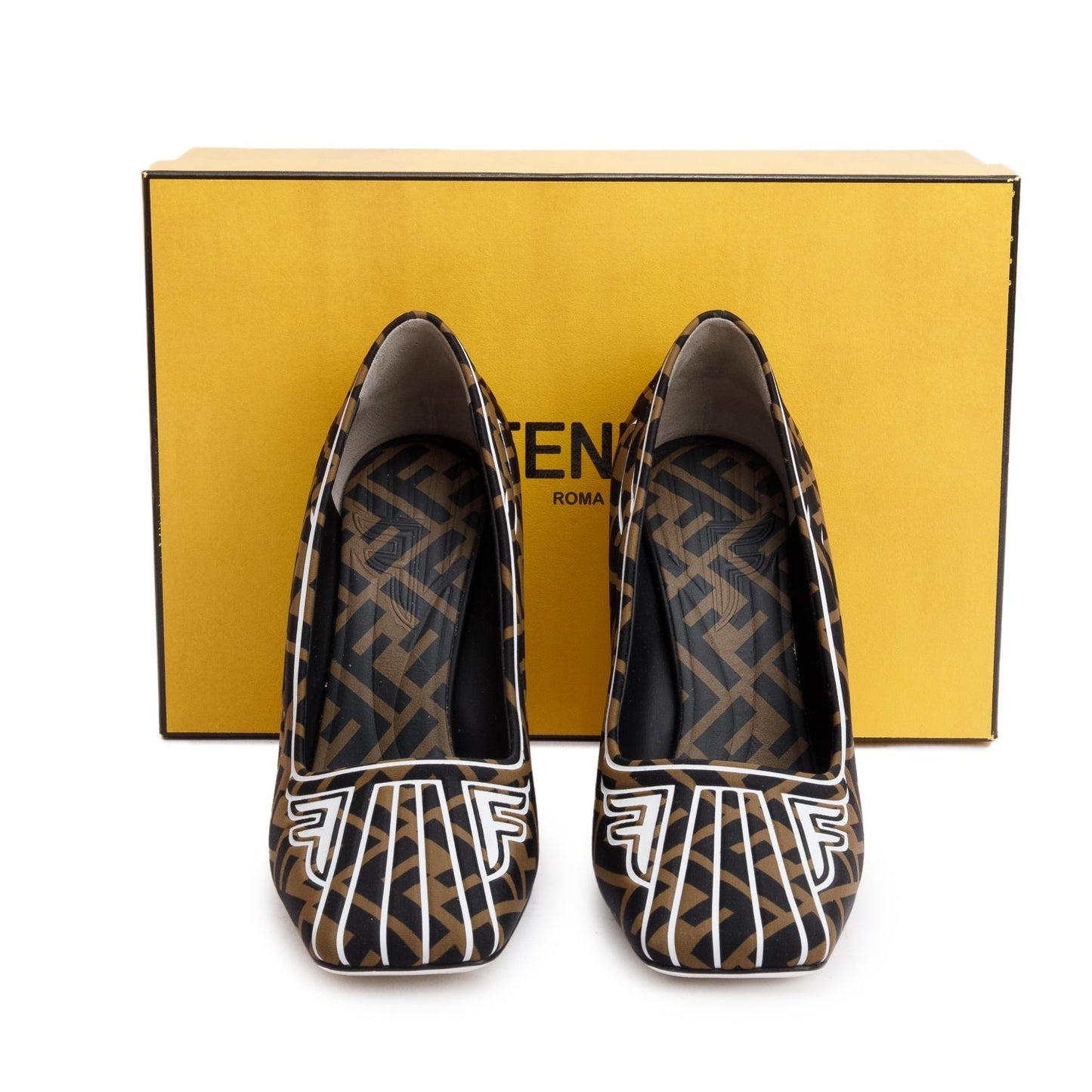Fendi Ffreedom Noprene Decollette Pumps Size Travel Bag Brown Shoes