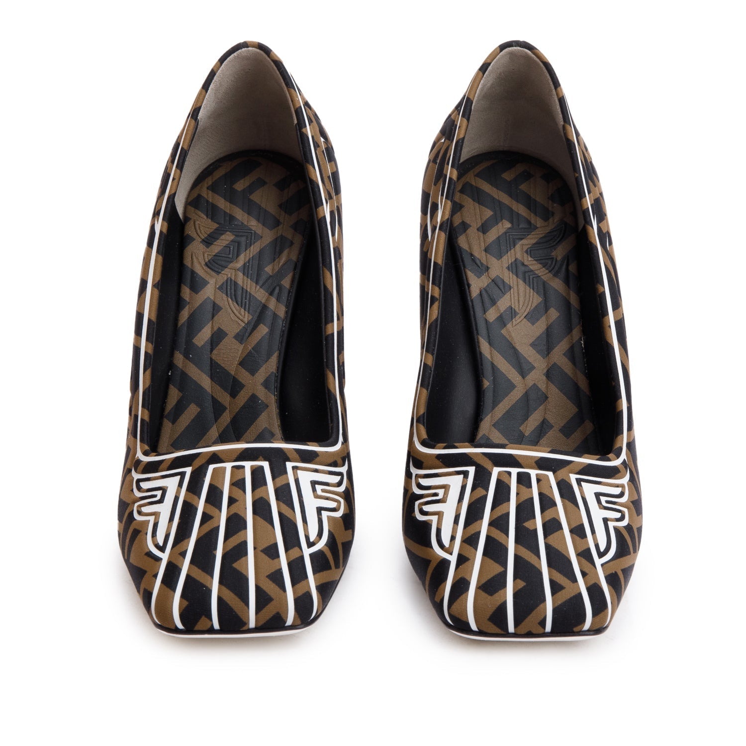 Fendi Ffreedom Noprene Decollette Pumps Size Travel Bag Brown Shoes