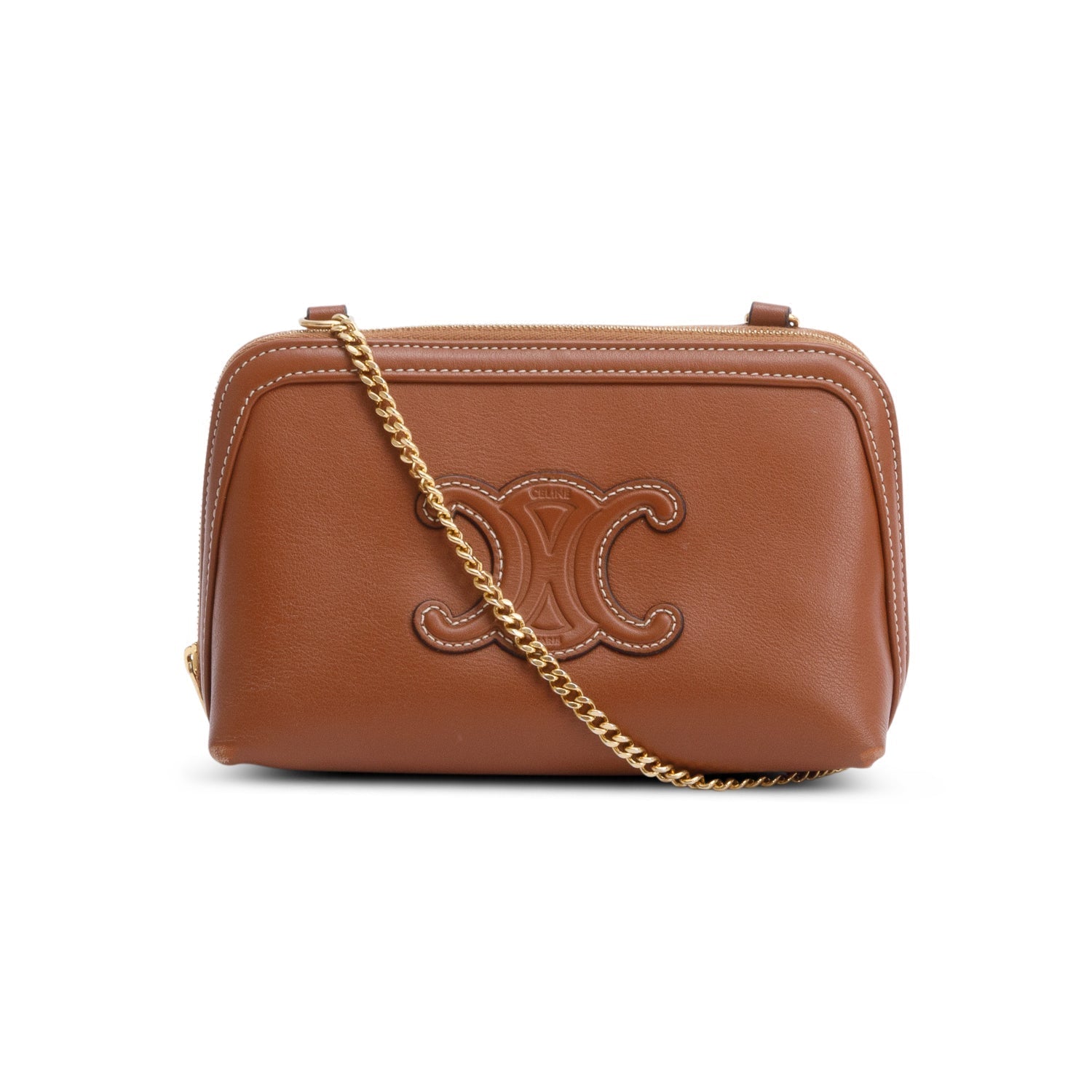 Celine Calfskin Triomphe Clutch On Handbag Leather Tan Clutch Bag