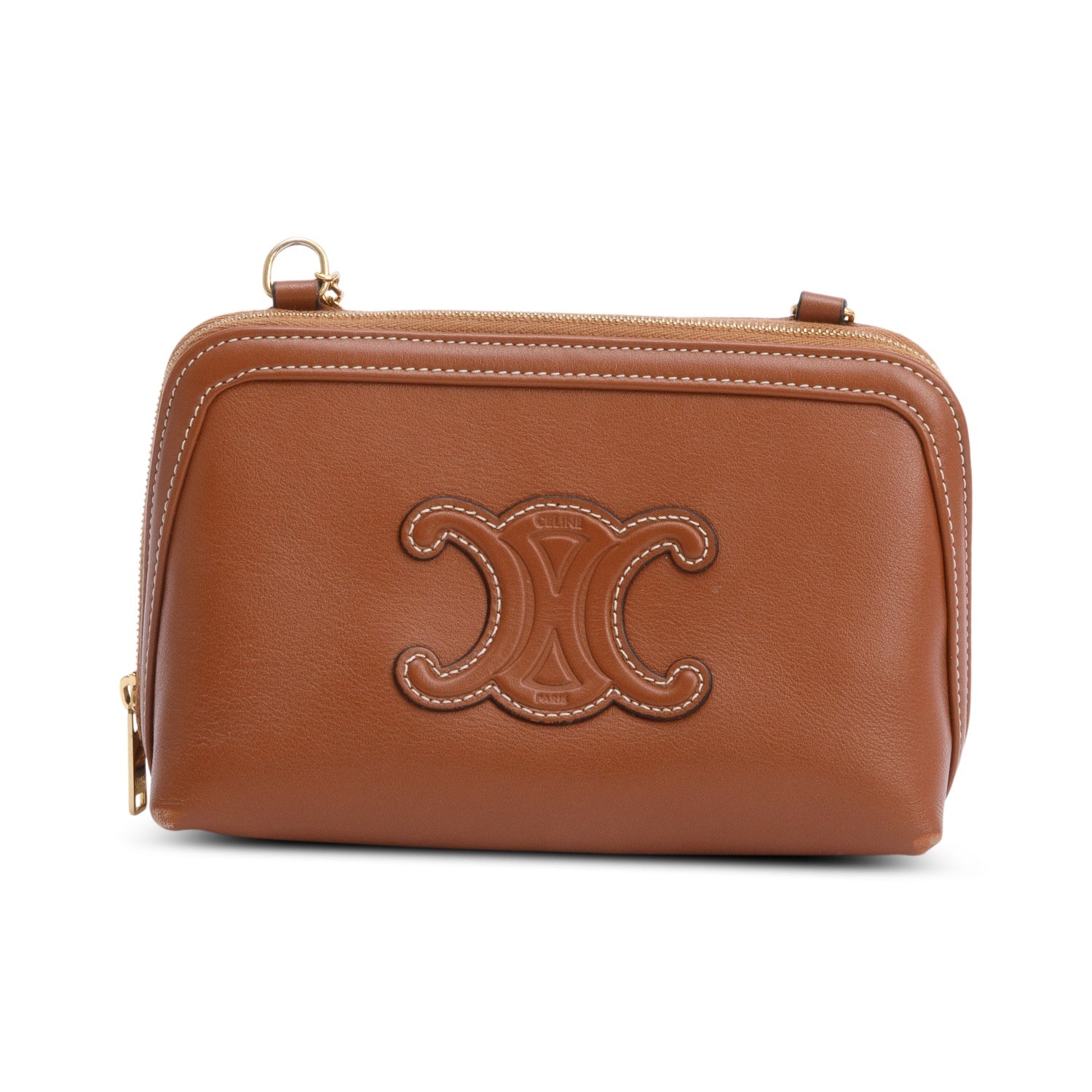 Celine Calfskin Triomphe Clutch On Handbag Leather Tan Clutch Bag