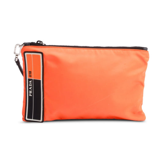 Prada Sport Orange Tessuto Wristlet Clutch Handbag Nylon Clutch Bag