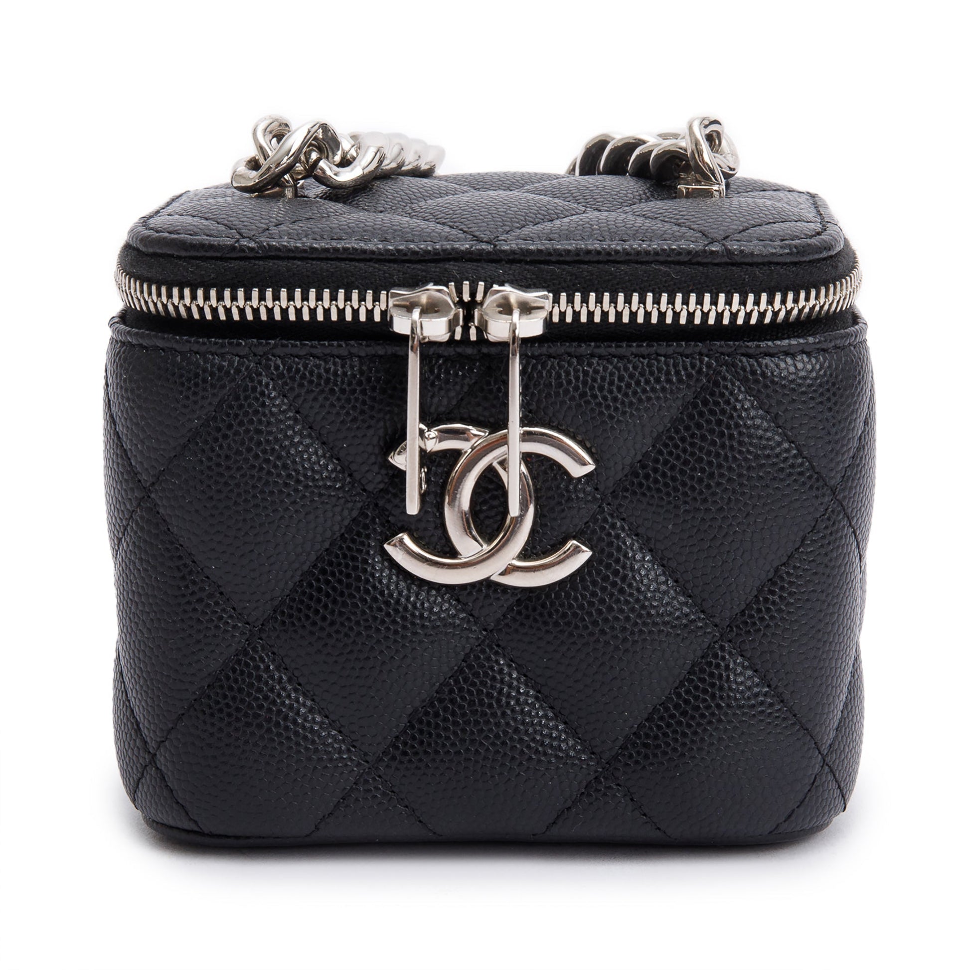 Chanel Caviar Micro Coco Vanity Leather Black Travel Bag