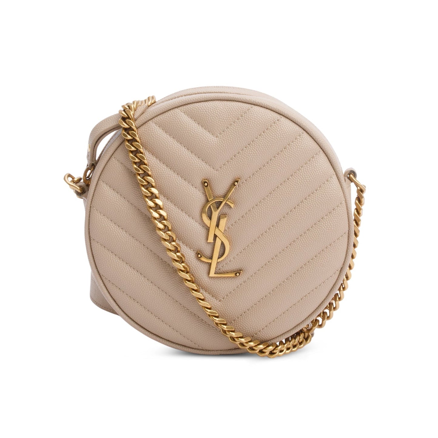 YSL Saint Laurent Round Camera Bag Leather Quilted Crossbody Bag