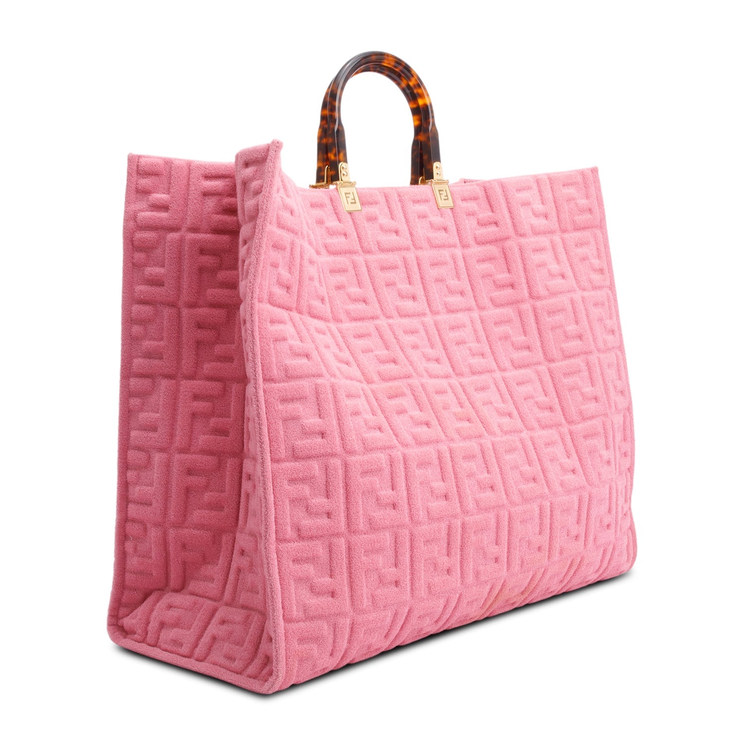 Fendi Xl Ff Zucca Terry Cloth Sunshine Shopper Pink Tote Bag