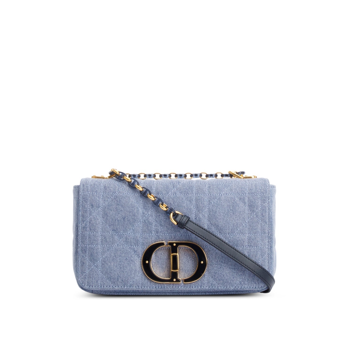 Dior Christian Macrocannage Caro Bag Denim Blue Travel Bag