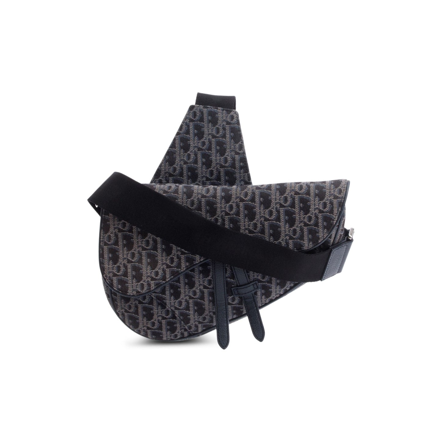 Dior Christian Oblique Jacquard Saddle Bag Black Travel Bag