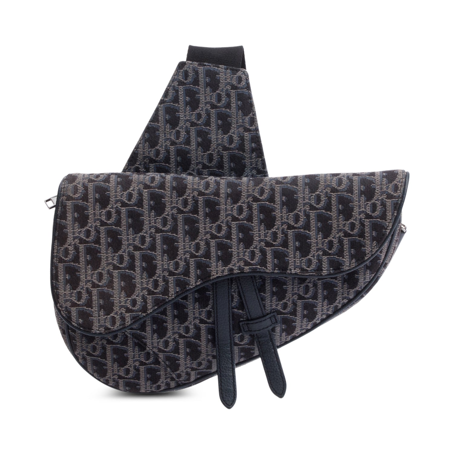 Dior Christian Oblique Jacquard Saddle Bag Black Travel Bag