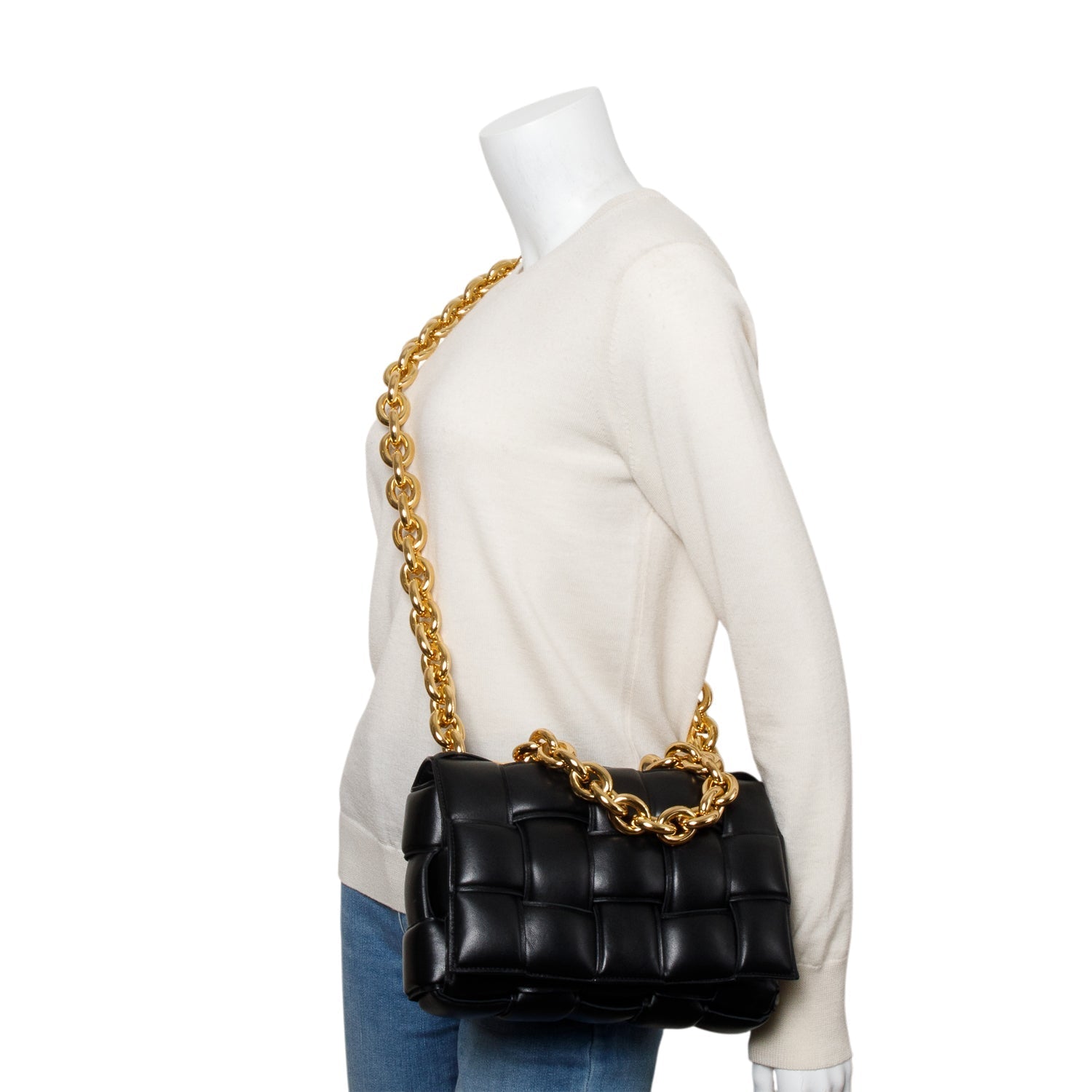 Bottega Veneta Intreccio Nappa Padded Maxi Cassette Bag Leather Black Travel Bag